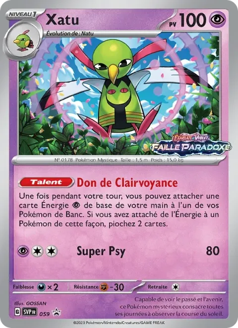 Carte Pokémon Xatu 059, extension SVP Black Star Promos