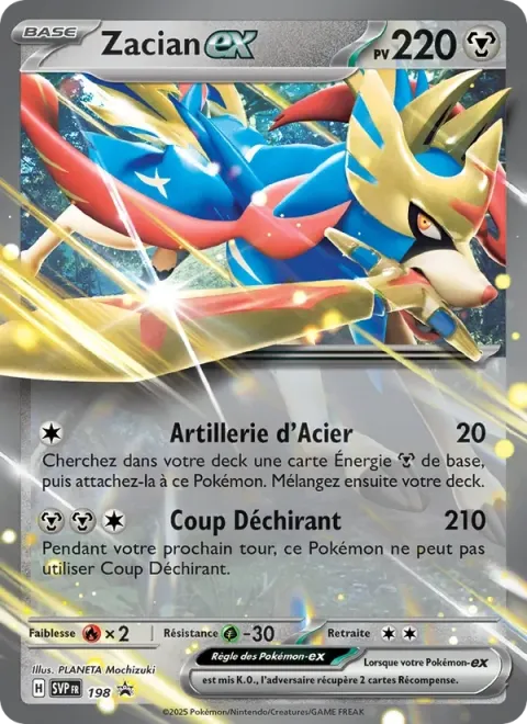 Carte Pokémon Zacian-ex 198, extension SVP Black Star Promos