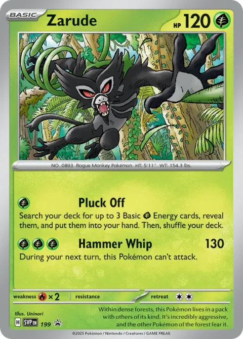 Carte Pokémon Zarude 199, extension SVP Black Star Promos