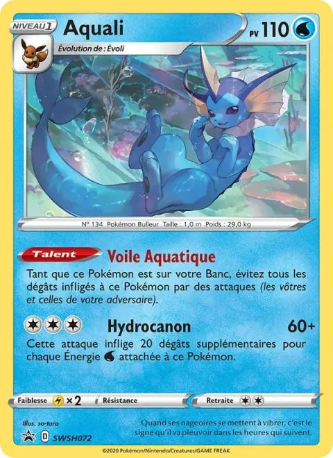 Carte Pokémon Aquali SWSH072, extension Promo SWSH
