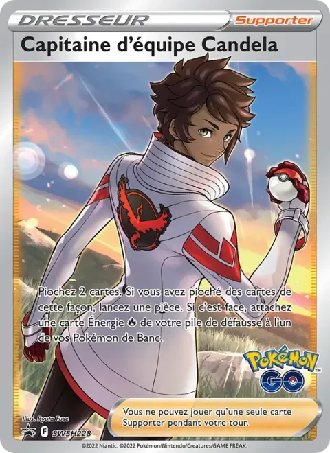 Carte Pokémon Capitaine d’équipe Candela SWSH228, extension Promo SWSH
