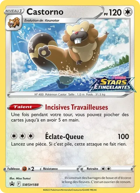 Carte Pokémon Castorno SWSH188, extension Promo SWSH