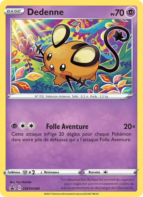 Carte Pokémon Dedenne SWSH080, extension Promo SWSH
