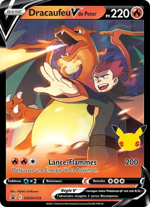 Carte Pokémon Dracaufeu V de Peter SWSH133, extension Promo SWSH