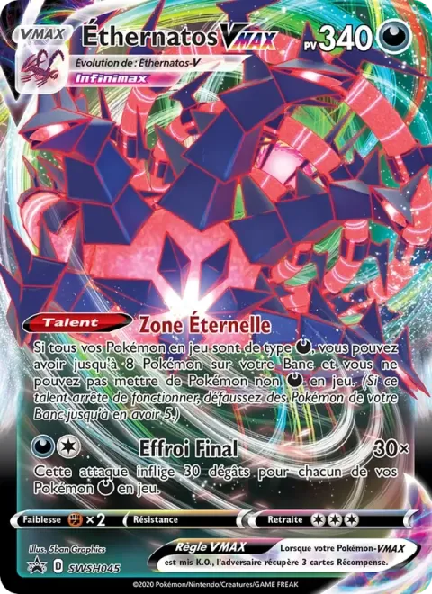 Carte Pokémon Éthernatos VMAX SWSH045, extension Promo SWSH