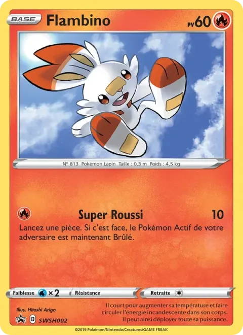Carte Pokémon Flambino SWSH002, extension Promo SWSH