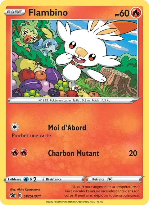 Carte Pokémon Flambino SWSH071, extension Promo SWSH