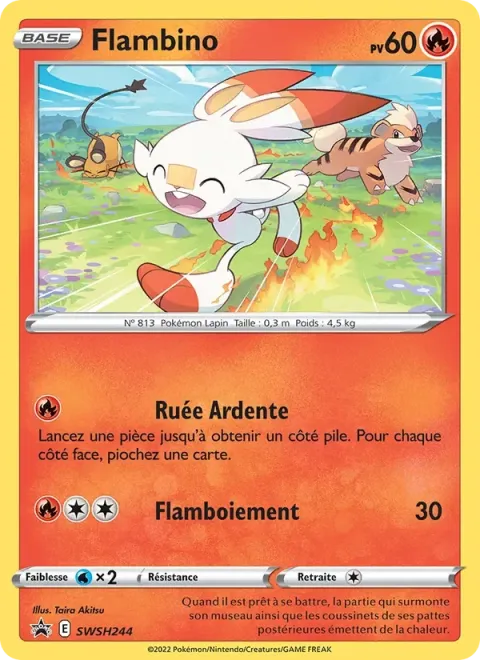 Carte Pokémon Flambino SWSH244, extension Promo SWSH
