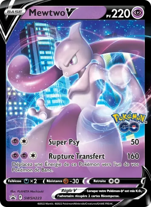 Carte Pokémon Mewtwo V SWSH223, extension Promo SWSH