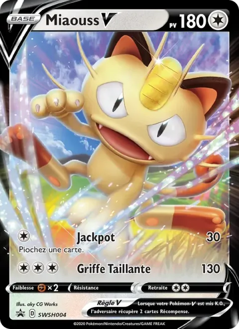 Carte Pokémon Miaouss V SWSH004, extension Promo SWSH