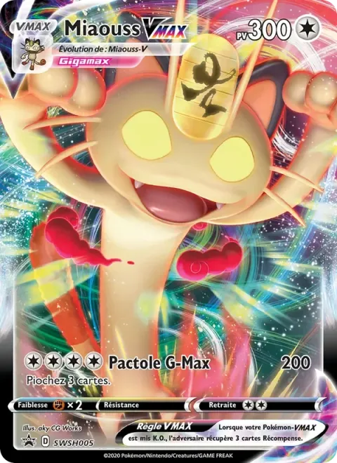 Carte Pokémon Miaouss VMAX SWSH005, extension Promo SWSH