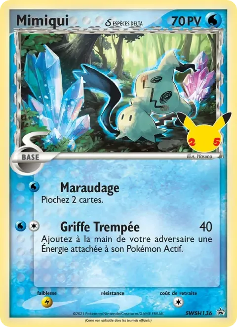 Carte Pokémon Mimiqui SWSH136, extension Promo SWSH