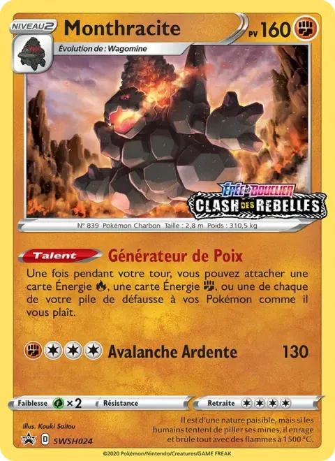 Carte Pokémon Monthracite SWSH024, extension Promo SWSH