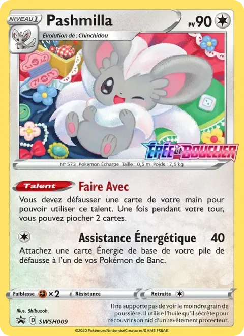 Carte Pokémon Pashmilla SWSH009, extension Promo SWSH