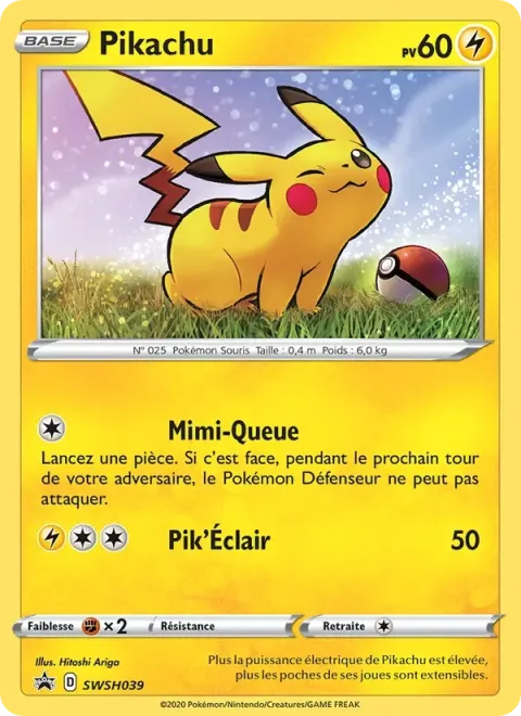 Carte Pokémon Pikachu SWSH039, extension Promo SWSH