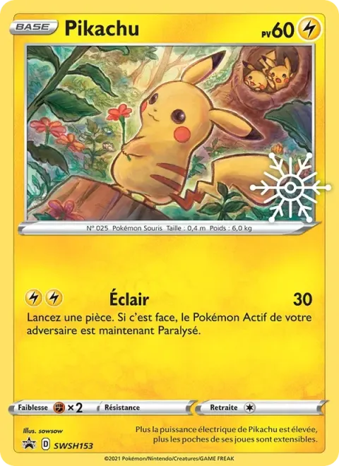 Carte Pokémon Pikachu SWSH153, extension Promo SWSH