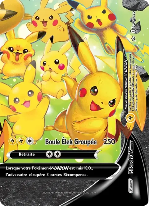 Carte Pokémon Pikachu V-UNION SWSH142, extension Promo SWSH