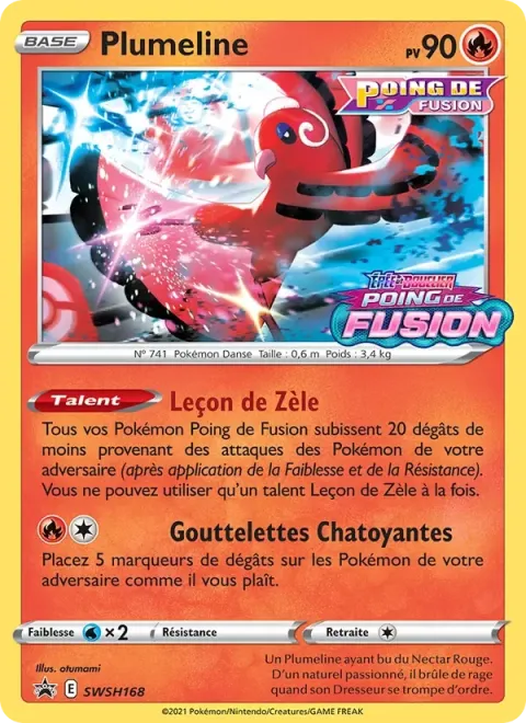 Carte Pokémon Plumeline SWSH168, extension Promo SWSH