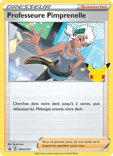 Carte Pokémon Professeure Pimprenelle SWSH167, extension Promo SWSH
