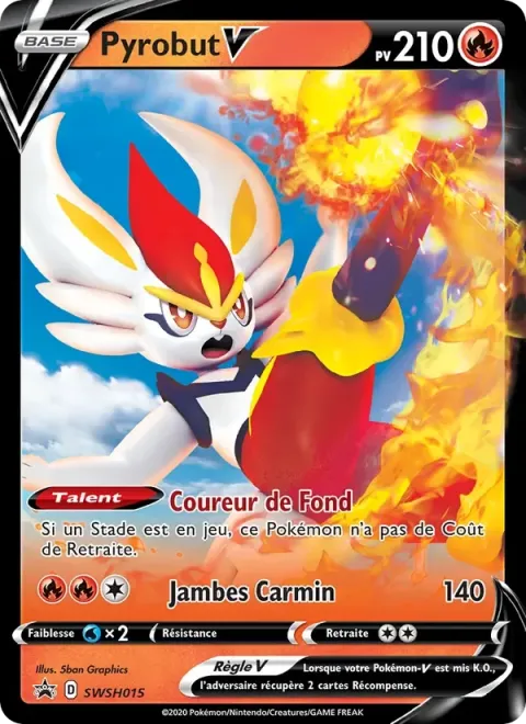 Carte Pokémon Pyrobut V SWSH015, extension Promo SWSH