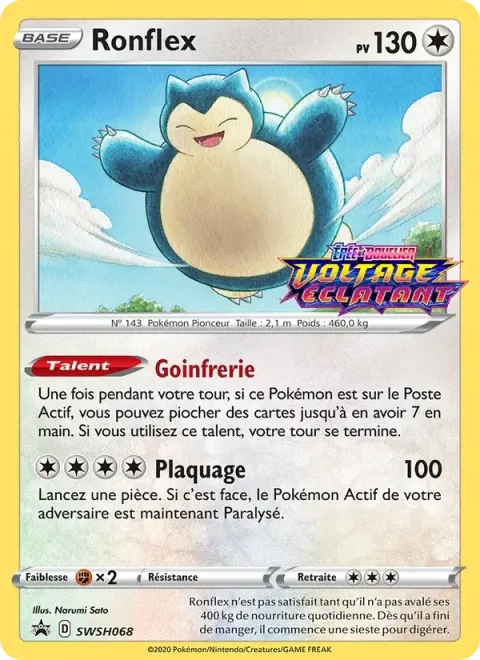 Carte Pokémon Ronflex SWSH068, extension Promo SWSH
