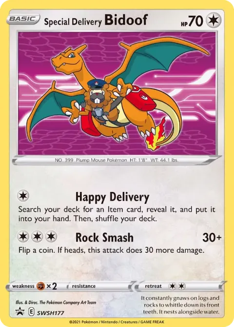 Carte Pokémon Special Delivery Bidoof SWSH177, extension Promo SWSH