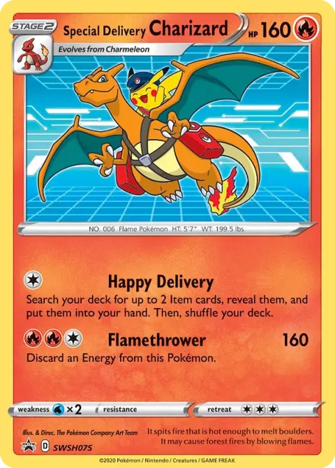 Carte Pokémon Special Delivery Charizard SWSH075, extension Promo SWSH