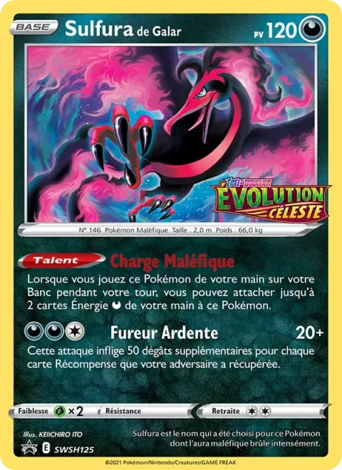 Carte Pokémon Sulfura de Galar SWSH125, extension Promo SWSH