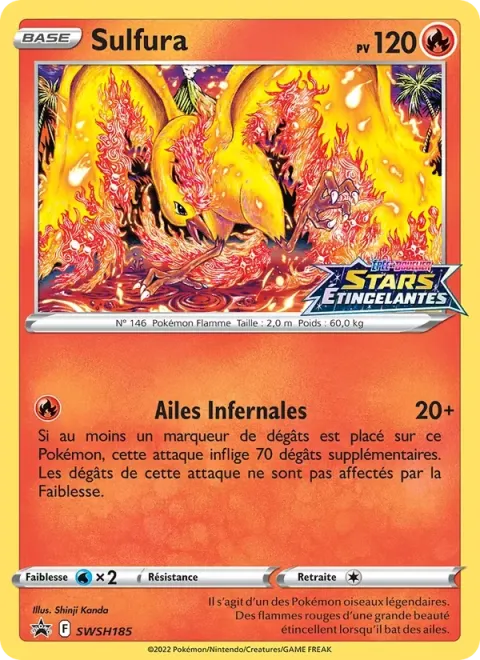 Carte Pokémon Sulfura SWSH185, extension Promo SWSH