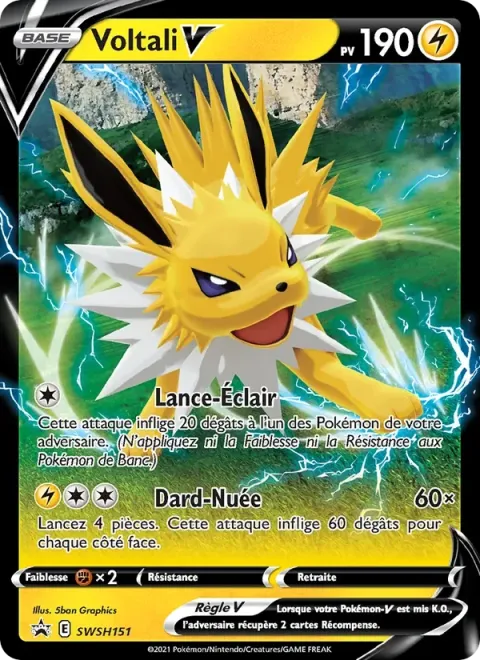 Carte Pokémon Voltali V SWSH151, extension Promo SWSH