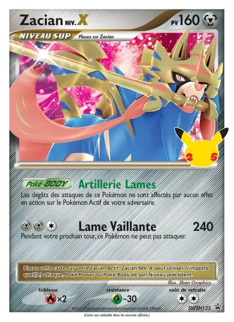 Carte Pokémon Zacian SWSH135, extension Promo SWSH
