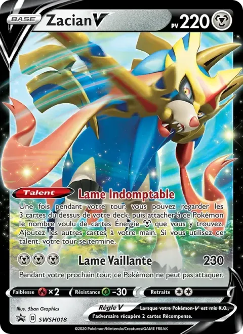 Carte Pokémon Zacian V SWSH018, extension Promo SWSH