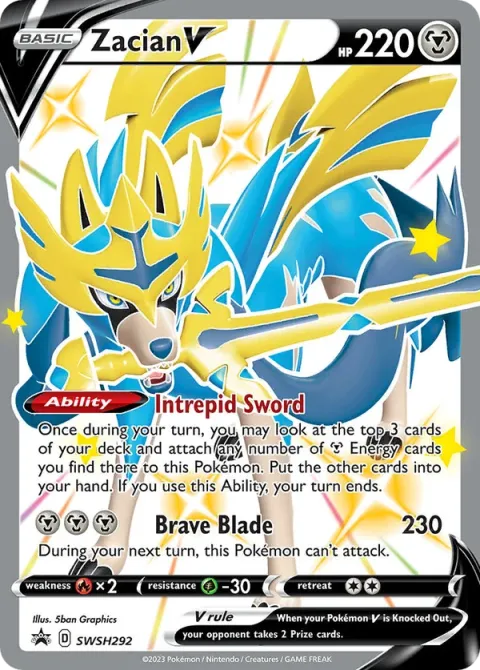 Carte Pokémon Zacian V SWSH292, extension Promo SWSH