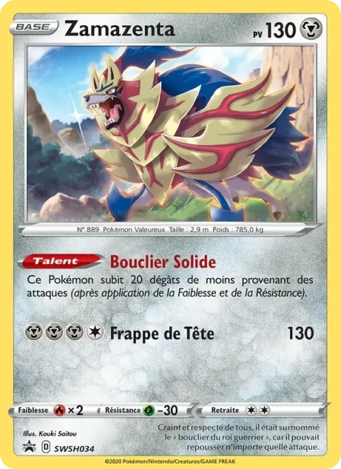 Carte Pokémon Zamazenta SWSH034, extension Promo SWSH