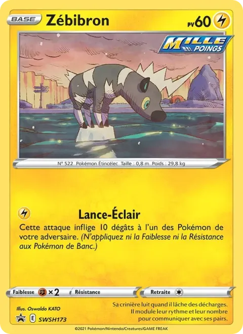 Carte Pokémon Zébibron SWSH173, extension Promo SWSH