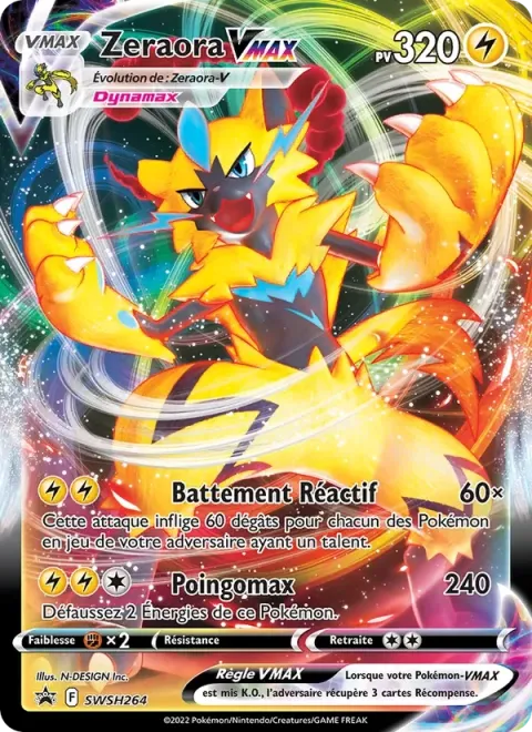 Carte Pokémon Zeraora VMAX SWSH264, extension Promo SWSH
