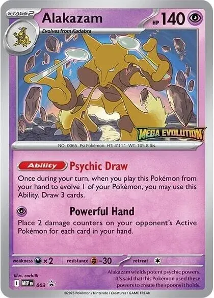 Carte Pokémon Alakazam 003, extension MEP Black Star Promos