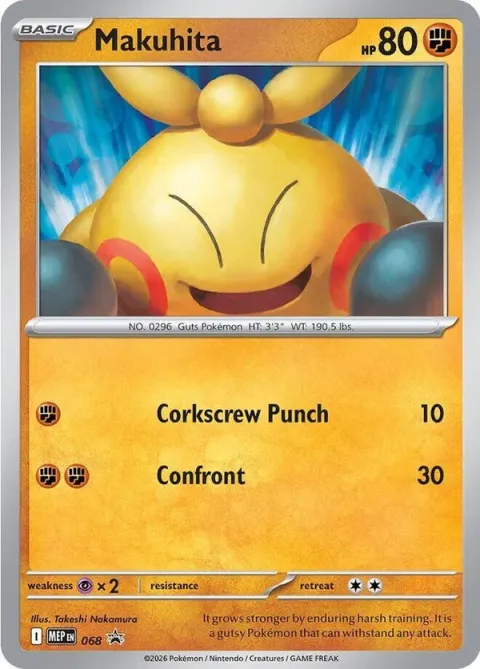 Carte Pokémon Makuhita 068, extension MEP Black Star Promos