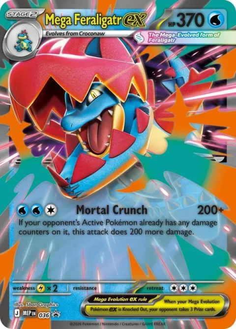 Carte Pokémon Méga-Aligatueur-ex 036, extension MEP Black Star Promos