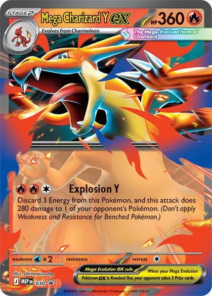Carte Pokémon Méga-Dracaufeu Y-ex 030, extension MEP Black Star Promos