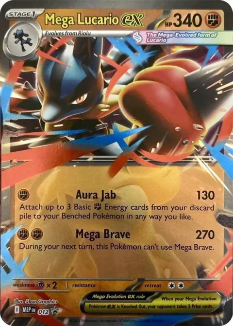 Carte Pokémon Méga-Lucario-ex 012, extension MEP Black Star Promos