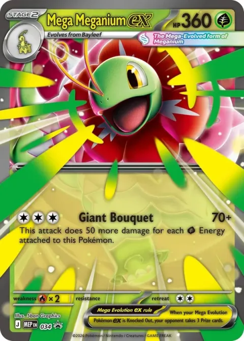 Carte Pokémon Méga-Méganium-ex 034, extension MEP Black Star Promos