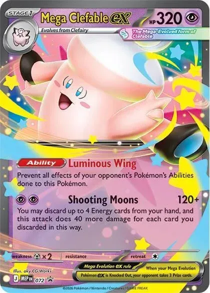 Carte Pokémon Méga-Mélodelfe-ex 072, extension MEP Black Star Promos