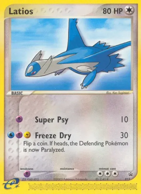 Carte Pokémon Latios 15, extension Promo Nintendo