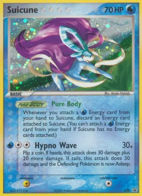 Carte Pokémon Suicune 30, extension Promo Nintendo