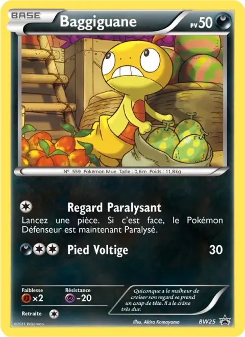 Carte Pokémon Baggiguane BW25, extension Promo BW