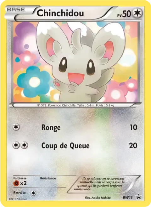 Carte Pokémon Chinchidou BW13, extension Promo BW