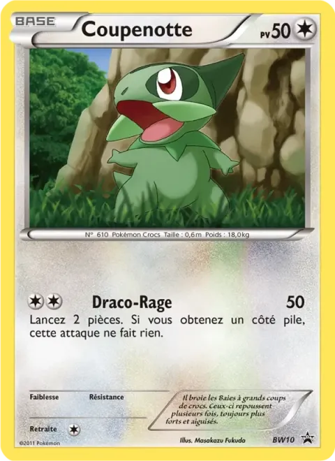 Carte Pokémon Coupenotte BW10, extension Promo BW
