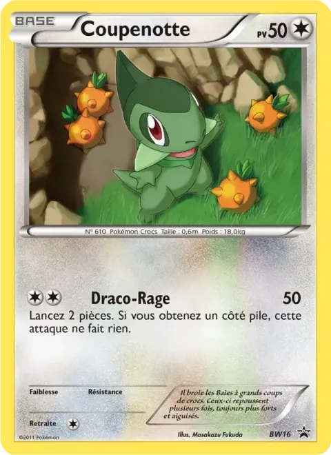 Carte Pokémon Coupenotte BW16, extension Promo BW
