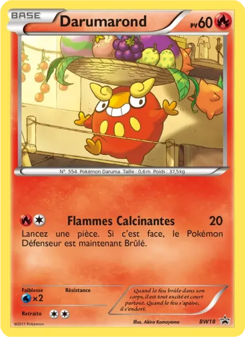 Carte Pokémon Darumarond BW18, extension Promo BW
